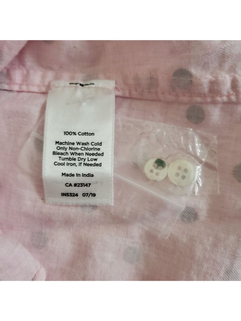 Talbots Women's Baby Pink Shimmer Foil Polka Dots Classic Button Down Shirt M - Picture 5 of 10